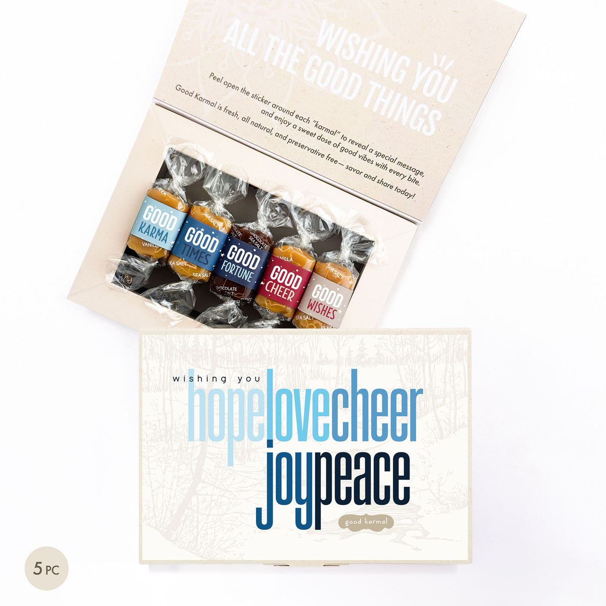 ちょん HOPE & Love Hope Love Cheer Joy Peace caramel gift box full of gourmet treats