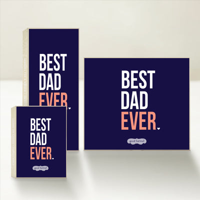 Three Good Karmal caramel gift boxes that say "Best Dad Ever."