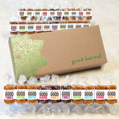 All-natural caramel mandala gift box wrapped in quotes