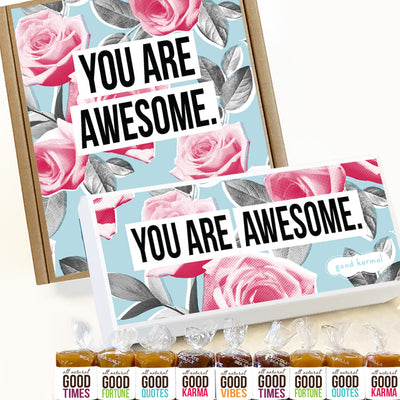 You are awesome caramel candy gift box wrapped in positive quotes
