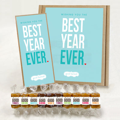 Best Year Ever caramel candy gift box for birthdays, anniversaries, special occasions