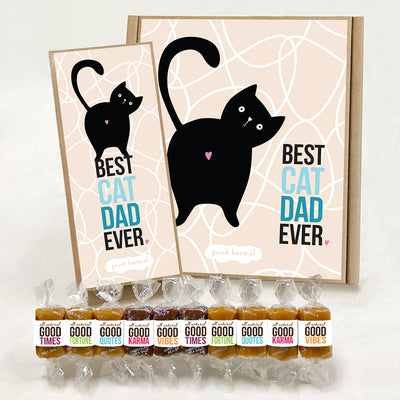 Best Cat Dad Ever caramel candy gift box for cat lovers.