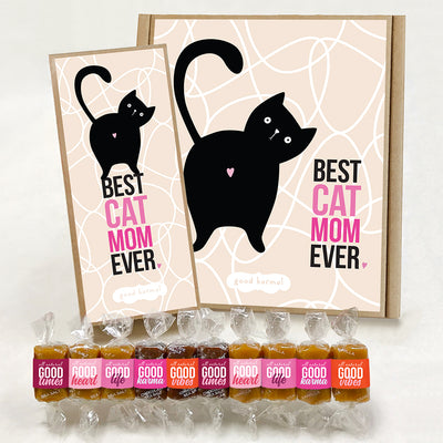 Best Cat Mom Ever caramel candy gift box Mothers Day gift for cat ladies.