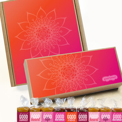 All-natural caramel bright mandala gift box wrapped in positive quotes