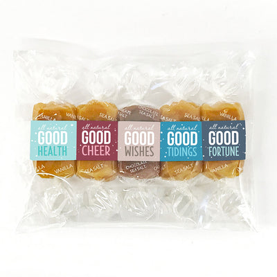 All-natural kosher caramel candy favor bags for Hanukkah, Christmas, winter holiday event gifts
